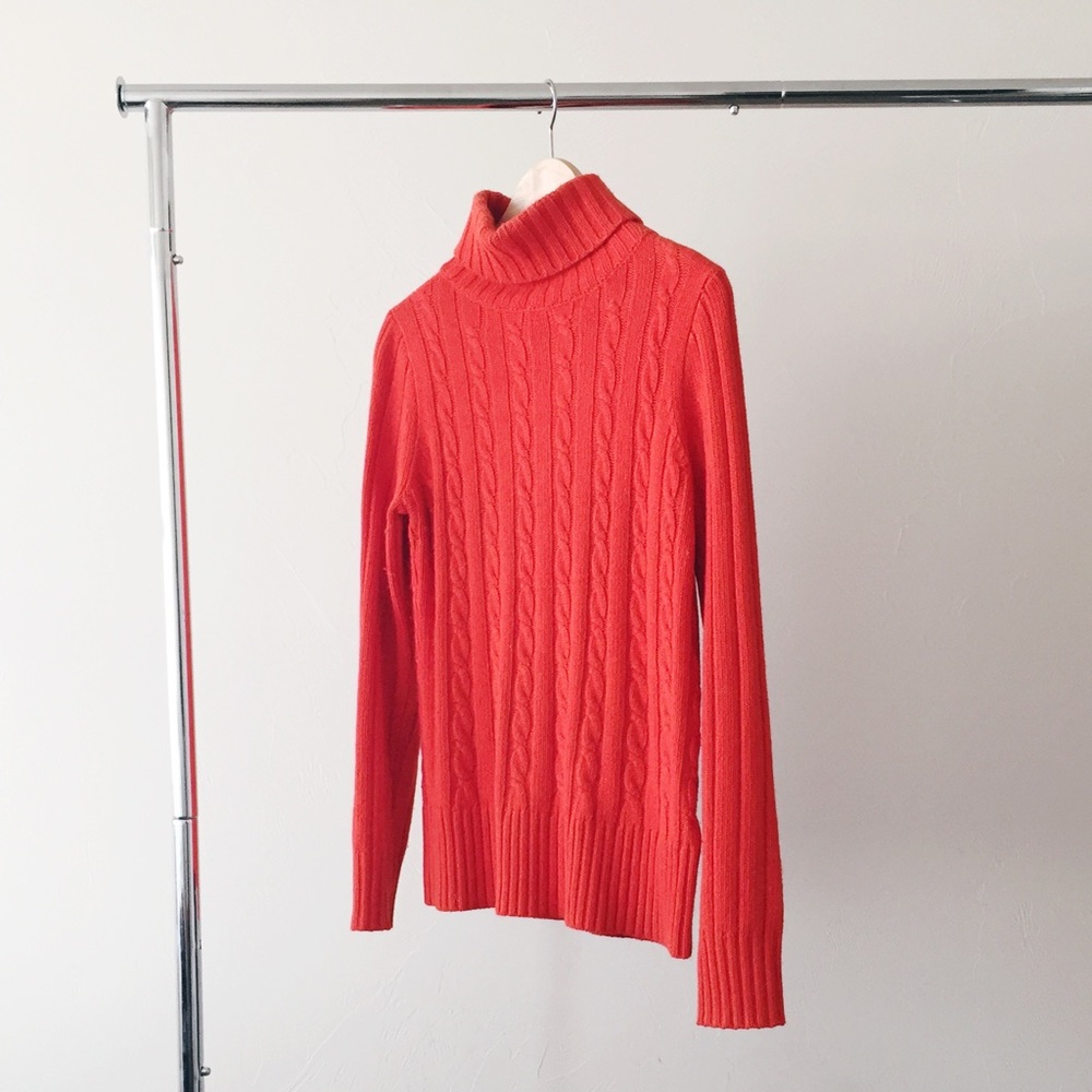 J. Crew Orange Wool Cable Knit Sweater